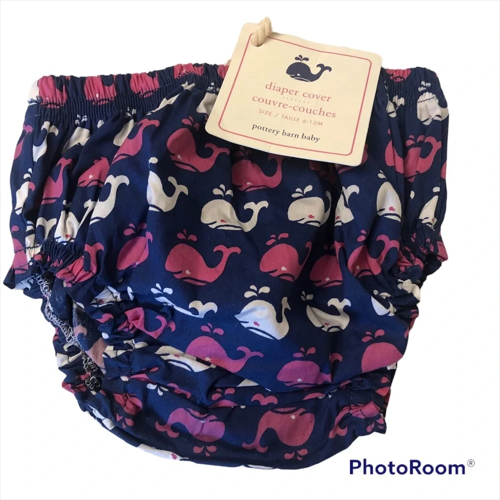 Pottery Barn Kids Baby Whale Diaper Cover 6-12 Months NWT